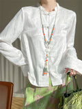 Female Spring Luxury Elegant Jacquard Knot Button Shirt