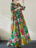 Female Holiday Round Neck Flowers Maxi Dresses