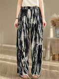 High-Rise Ink Tie-Dye Wide Leg Pants for Ladies