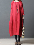 Female Minimalist Cozy Cotton Mid-Length Lantern Dress