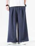 Men's Cotton Linen Loose Mid-waist Trousers