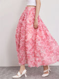 Ladies 3D Rose French Elegant A-line Skirt