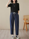 Summer Thin Female Large Size Drawstring Jeans