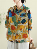 Summer Women's Colorful Multi Dot Printed Lapel Shirt