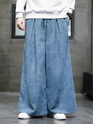 Men's Corduroy Leisure Drawstring Wide Leg Pants