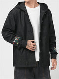 Men's Cool Asian Inspired Embroidered Hooded Denim Jackets