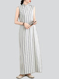 Lady Oriental Style Vintage Sleeveless Striped Cheongsam Dresses