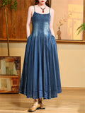 Temperament Slim Fit Women's Spaghetti Strap Denim Dresses