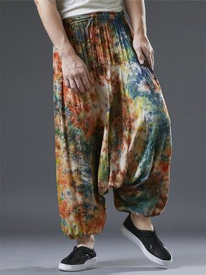 Ethnic Style Colorful Tie-Dye Nepalese Baggy Pants for Men