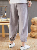 Soft Pure Cotton Ankle-Tied Stripe Lantern Pants for Men