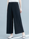 Ladies Solid Color Temperament Wide Leg Pleated Pants