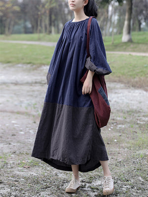 Women's Plain Cotton Linen Oversized Zen Dress