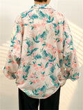 Flower Print Ice Silk Hawaiian Shirt for Men