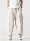 Male Plain Cotton Linen Summer Straight Leg Pants