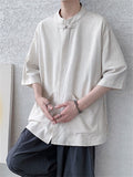 Chinese Style Cotton Linen Cozy Summer Men's Short Sleeve Shirt