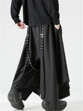 Men's Black Gothic Style Metal Rivet Webbing Wide Leg Pants