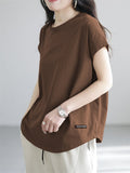 Women's Casual Letters Patch Round Neck Basic Shirts