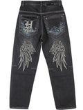 Men's Plus Size Street Style Embroidered Jeans