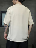 Male Bamboo Embroidered Half Sleeve Metal Button Shirt