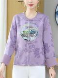 Ancient Style Embroidery Women's Round Neck Silk Jacket