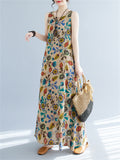 Women's Leisure Round Neck Sleeveless Print A-Line Dress