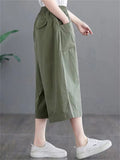 Female Simple Wearable Large Pocket Summer Pants