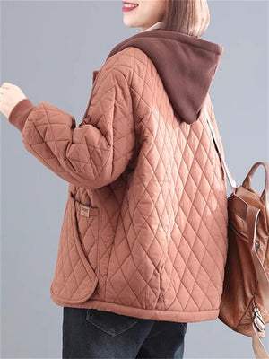 Winter Women's Casual Rhombus Thickened Quilted Cotton Jacket