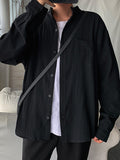 Simple Style Stand Collar Long Sleeve Linen Shirt for Men