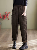 Female Winter Casual Keep Warm Rhombus Cotton Pants