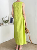 Relaxed Sleeveless Round Neck Holiday Sundress for Women