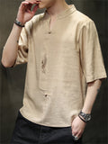 Summer Men's Pullover Chinese Phoenix Embroidered Shirt