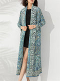 Vintage Ethnic Printed Cardigan Long Coat for Women