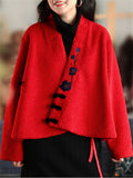 Women's Ethnic Style Plum Blossom Embroidery Cashmere Jacket