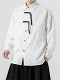 New Men's Jacquard Long Sleeve Lapel Shirt