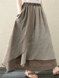 Literary Irregular Elastic Waist Skirt for Ladies