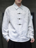 Men's Chinese Style Butterfly Buckle Jacquard Spring Shirt