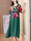 Elegant Ladies Summer Floral Print Flowy Tulle Dress