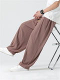 Solid Color Braided Drawstring Straight-Leg Pants for Men