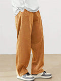 Men's Fashion Elastic Waist Straight Leg Corduroy Pants