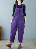 Women's Cute Square Neck Patch Pocket Corduroy Overalls