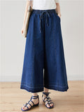 Summer Holiday High-Rise Drawstring Denim Pants for Women