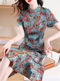 Women's Trendy Printed Cheongsam Fishtail Dress