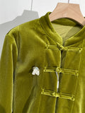 Women's Luxury Retro Stand Collar Knot Button Long Sleeve Jacket