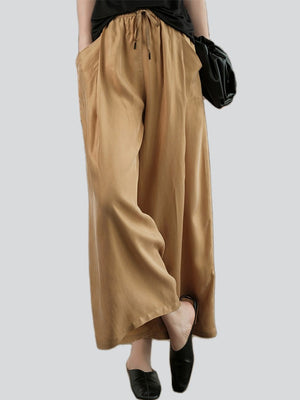 Summer Ice Silk Flowy Breathable Wide Leg Pants for Women