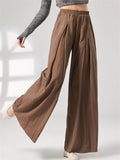 Women's Leisure Simple Pleated Wide Leg Pants