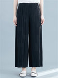 Ladies Solid Color Temperament Wide Leg Pleated Pants