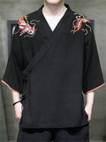 Summer Men's Contrast Color Dragon Embroidered Shirts