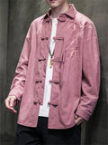 Bamboo Leaf Embroidery Tassel Button Men's Corduroy Jacket