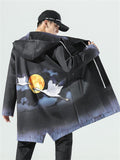 Men's Oversized Jacket with Dragon and Crane Print