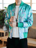 Male Hip Hop Chinese Dragon Print Slim Fit Baseball Jacket